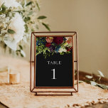 Black Gothic Moody Floral Burgundy Wedding  Table Number<br><div class="desc">This design measures 5 x 7 inches/  12.7 x 17.8 cm and is perfect for invitations. #zazzlemade</div>