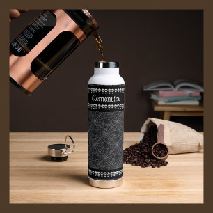 Black Gothic Skull and Spiderweb Pattern  Water Bottle
