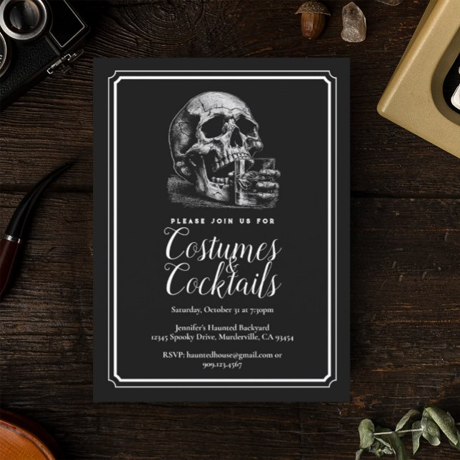 Black Gothic Skull Whiskey Halloween Party  Postcard (Creator Uploaded)