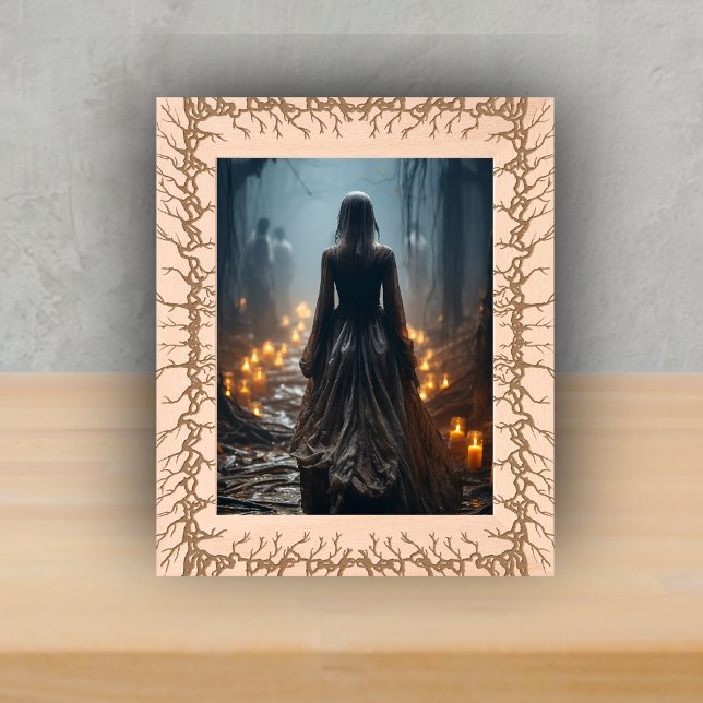 Black Gothic Spooky Black Etched Barbed Wire Frames (Black etched barbed wire Gothic theme on wood picture frams.)