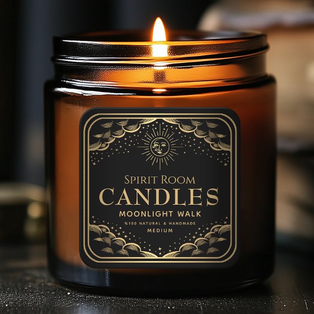 Black Gothic Tarot Moon Editable Candle Label (Creator Uploaded)