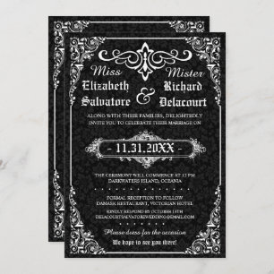 Black Gothic Victorian Damask Wedding Invites