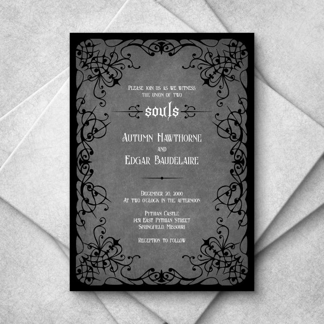 Black Gothic Victorian Wedding Invitation (Creator Uploaded)