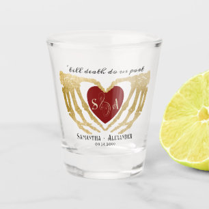 Black Gothic Wedding Skeleton Hands Till Death Shot Glass