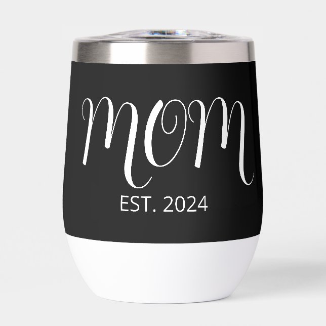 Black Graceful Script Established New Mom Gift (Front)