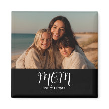 Black Graceful Script Mom Established Photo Gift