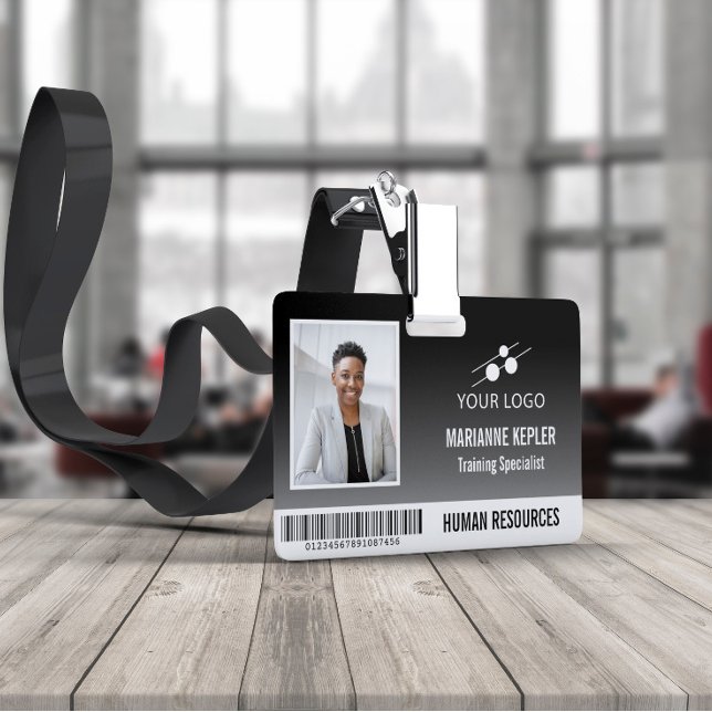 Black Gradient Employee ID Add Your Logo ID Badge (Creator Uploaded)