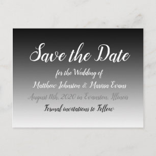 Black Gradient Personalised Save the Date Postcard