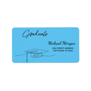 Black Graduate Cap Blue Label