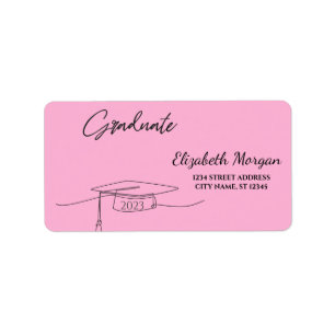 Black Graduate Cap Pink Label