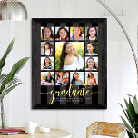 Black Graduate K–12 Script Photo Collage Real Gold Foil Prints<br><div class="desc">Be proud, rejoice and showcase this milestone of your favourite grad. Create this girly, stunning, simple, modern, personalised high school graduation K – 12 photo collage poster for a keepsake you’ll always treasure. A fun, elegant visual of real gold foil script typography, along with her name, class year, and school...</div>