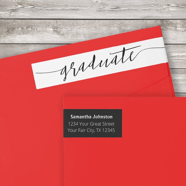 Black Graduate Script Modern Wrap Around Label (Creator Uploaded)