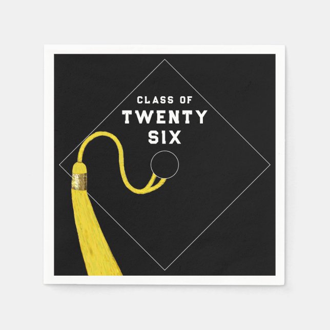 Black Graduation 2025 Party Napkin (Front)