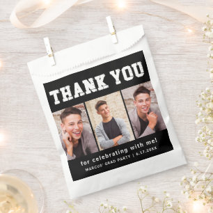 Black Graduation 3 Photo Thank You  Favour Bag