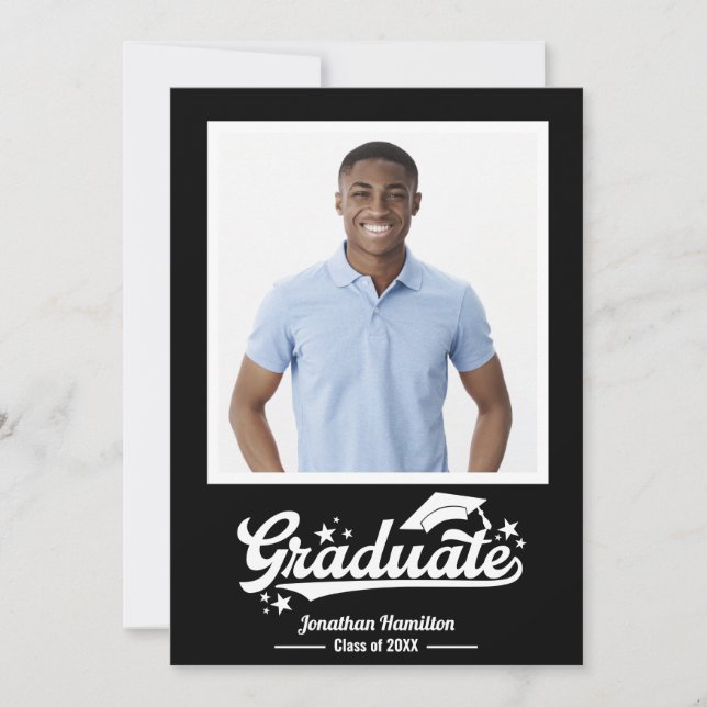 Black Graduation Announcement Photo  (Front)
