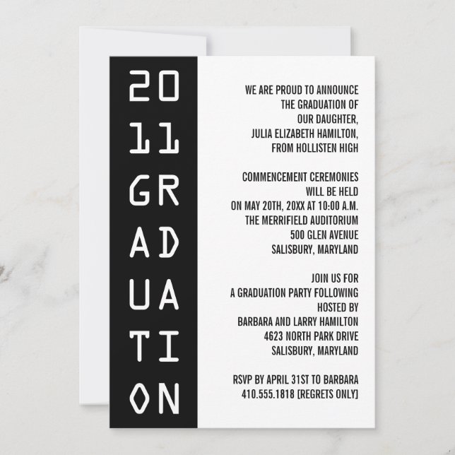 Black Graduation Announcements (Front)