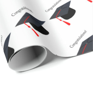Black Graduation Cap Congratulations Gift Wrap