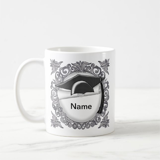 Black Graduation Cap custom mug (Left)