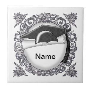 Black Graduation Cap custom tile