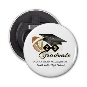Black Graduation Cap Football Personalised Bottle Opener