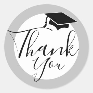 Black Graduation Cap Graduation Thank You Classic Round Sticker