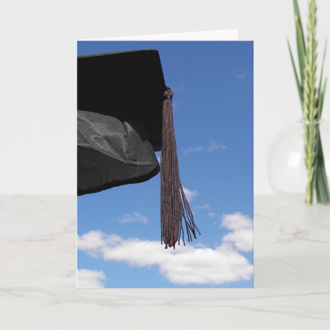 Black Graduation Cap In Sky Card (Front)