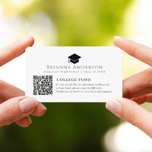 Black Graduation Cap Minimal White College Fund Enclosure Card