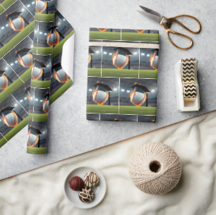 Black Graduation Cap On a Flaming Baseball Wrapping Paper
