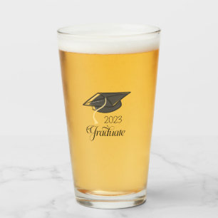 Black Graduation Cap Personalised Year Graduate Glass