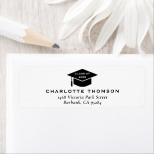 Black Graduation Cap Tassel Custom Return Address Label