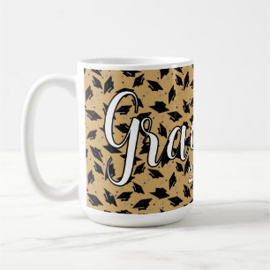 Black Graduation Caps on Tan Personalize Grad Year Coffee Mug
