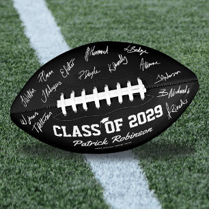 Black Graduation Class Year Signature Football