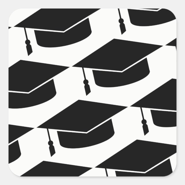 black graduation hat / grad cap square sticker (Front)