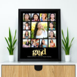 Black Graduation K–12 Photo Collage Bold Real Gold Foil Prints<br><div class="desc">Be proud, rejoice and showcase this milestone of your favourite grad. Create this elegant, simple, modern, personalised high school graduation K – 12 photo collage poster for a keepsake you’ll always treasure. A fun, playful visual of bold, graphic, real gold foil typography, along with their name, class year, school and...</div>