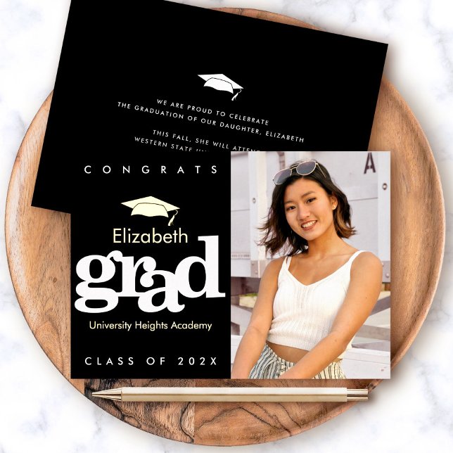 Black graduation photo bold typography real gold (Creator Uploaded)