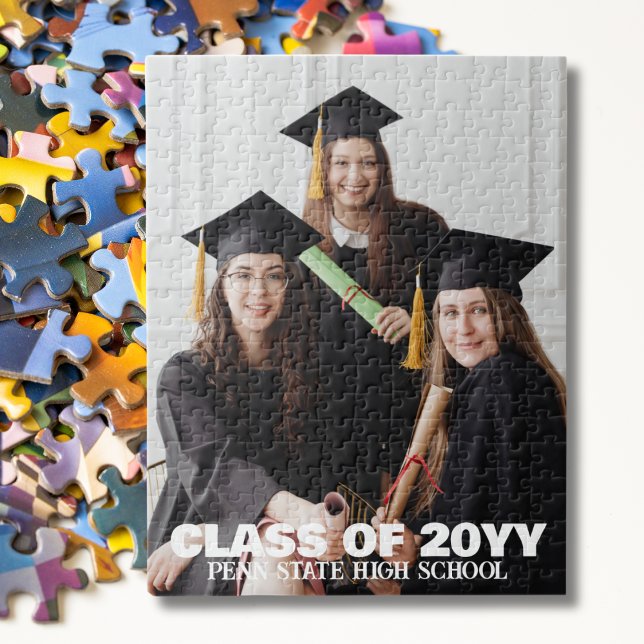 Black Graduation Photo College BFF Modern Bold Jigsaw Puzzle (Creator Uploaded)