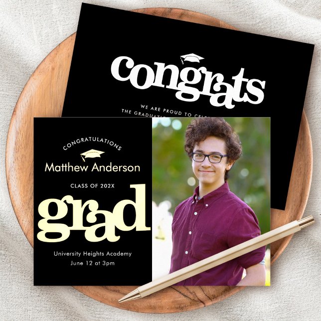 Black graduation photo modern typography real gold (Creator Uploaded)