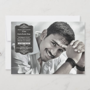 Black Graduation Seal Photo Graduation Invitation