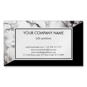 Black Grain And White Marbled Magnetic Business Card