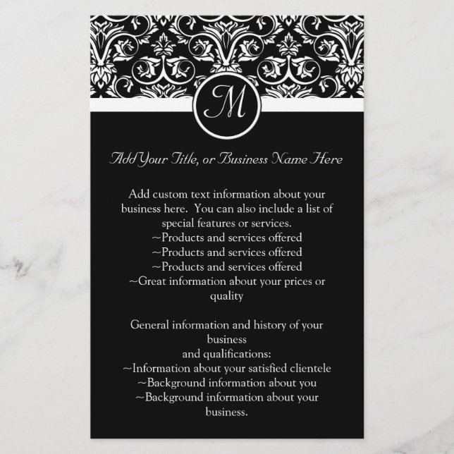 Black Grand Insignia Monogram flyer, program Flyer (Front)