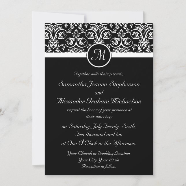 Black Grand Insignia Wedding Invitations (Front)