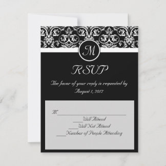 Black Grand Insignia Wedding Matching RSVP Card