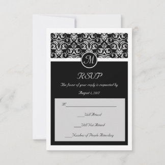 Black Grand Insignia Wedding Matching Small RSVP Card