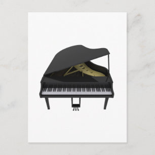 Black Grand Piano: 3D Model: Postcard