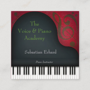 Black Grand Piano Artistic Musician's Square Business Card