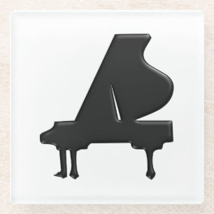 Black Grand Piano Glass Coaster