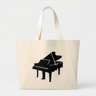 Black Grand Piano Large Tote Bag