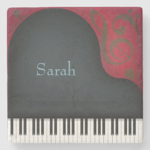 Black Grand Piano Performing Arts Personalised Stone Coaster