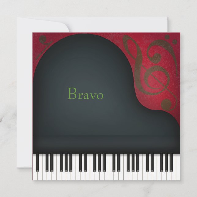Black Grand Piano Personalised Card (Front)