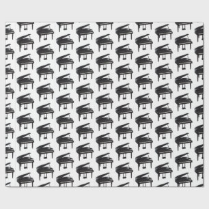 Black Grand Piano Tiled Pattern Wrapping Paper